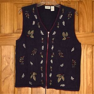 NWOT Vintage Classic Elements Embroidered Sweater Vest Size L